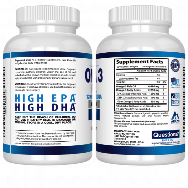 OmegaNEW-2bottles_L_R_2000x 【US R US】ARAZO NUTRITION Omega 3 欧米茄-3 鱼油 (120软囊)